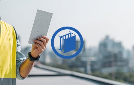 Man holding Sample with sample icon overlaying the image