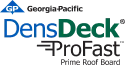 Georgia-Pacific DensDeck® ProFast™ Prime Roof Board logo featuring the Georgia-Pacific emblem and wordmark.