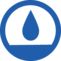Blue circular icon with a white shield and a water droplet symbol indicating moisture-resistant protection.