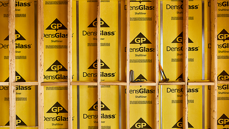 DensGlass Shaftliner wall installation at construction site