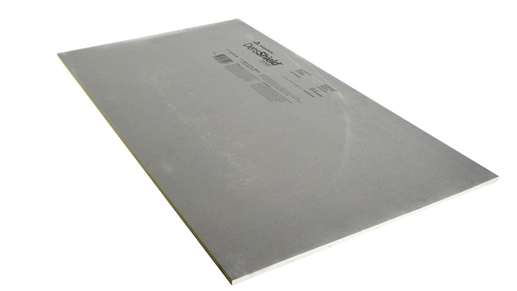DensSheild Tile Backer -Vertical Angle showing front side up