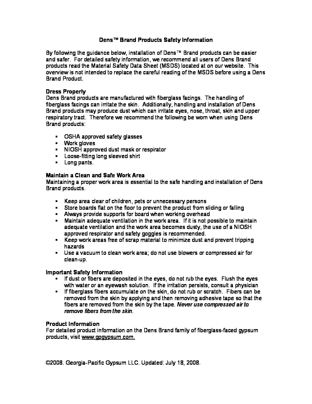 Densglass Sheathing Exterior Fiberglass Mat Gypsum Wall Sheathing