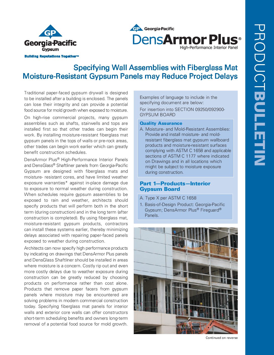 Moisture Resistant Gypsum Interior Panels Gp Densarmor Plus
