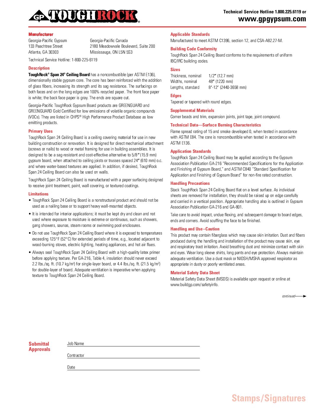 Toughrock Span 24 Ceiling Board Ceiling Grade Gypsum Board Panels